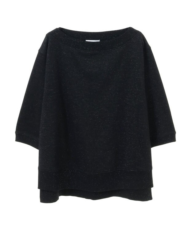 Green Parks ボートネックラメミニ裏毛プルオーバー Black