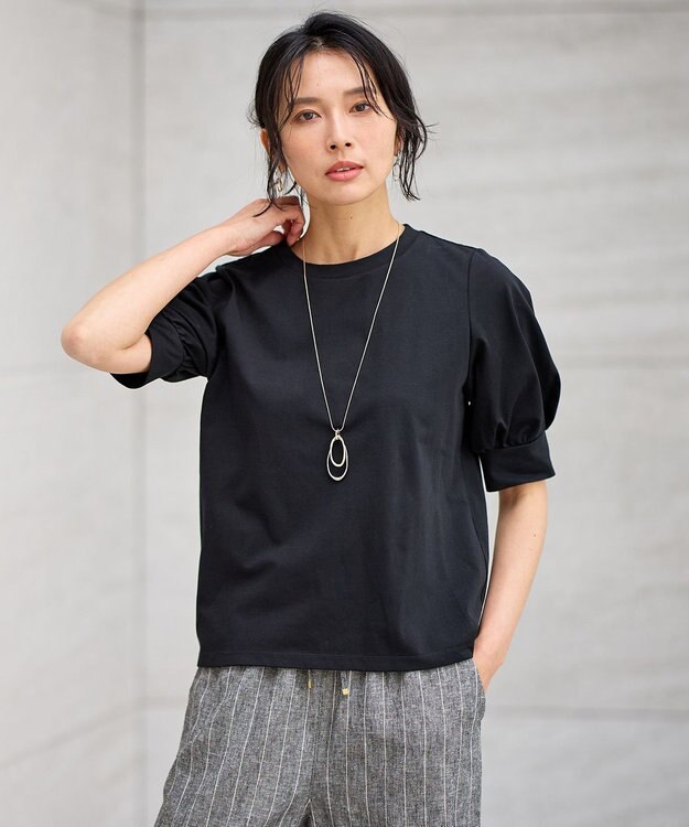 ANY 【洗濯機可】パフスリーブプルオーバー ブラック