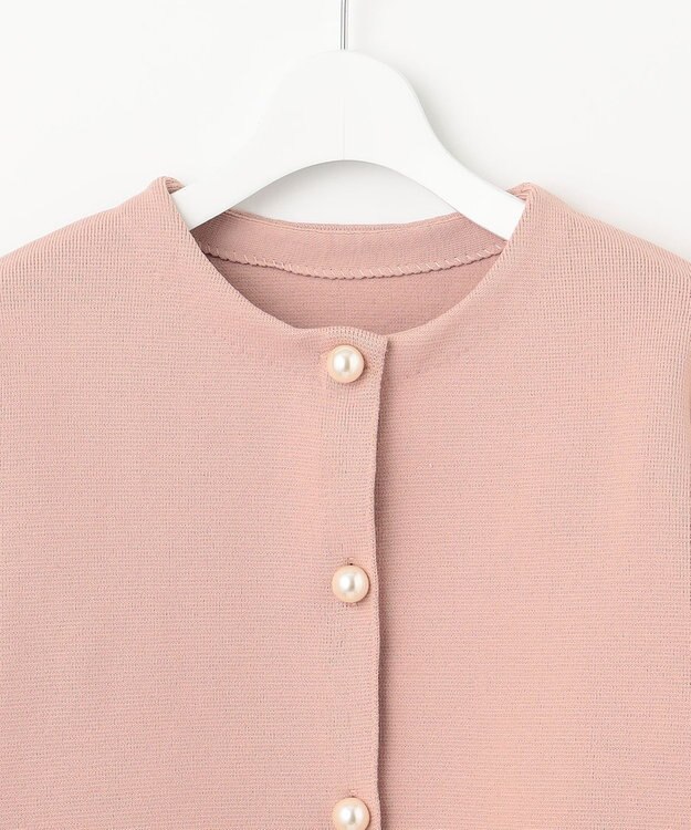 Feroux 【洗える】パールニットジャケット ピンク系