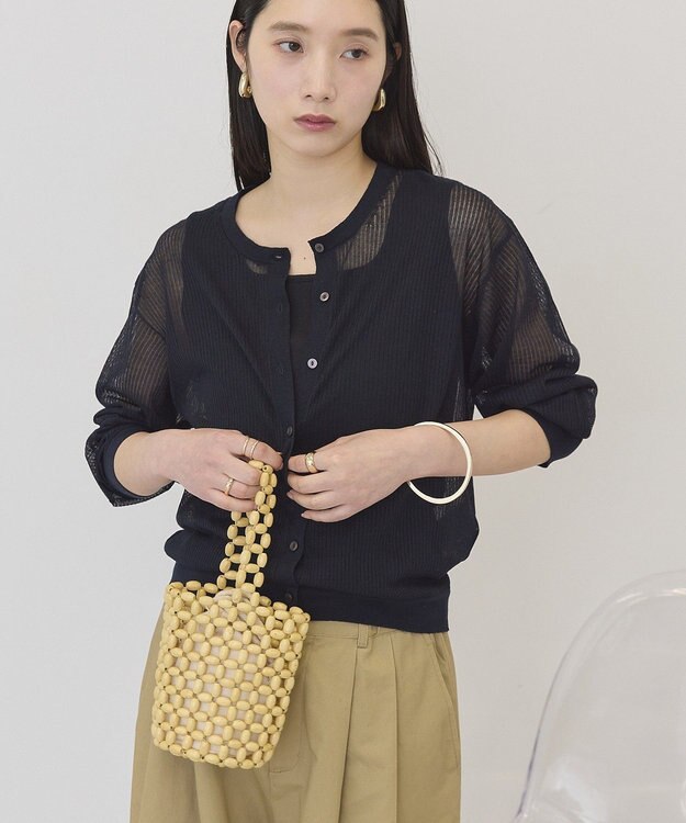 AMERICAN HOLIC シアーリブニットカーディガン Navy