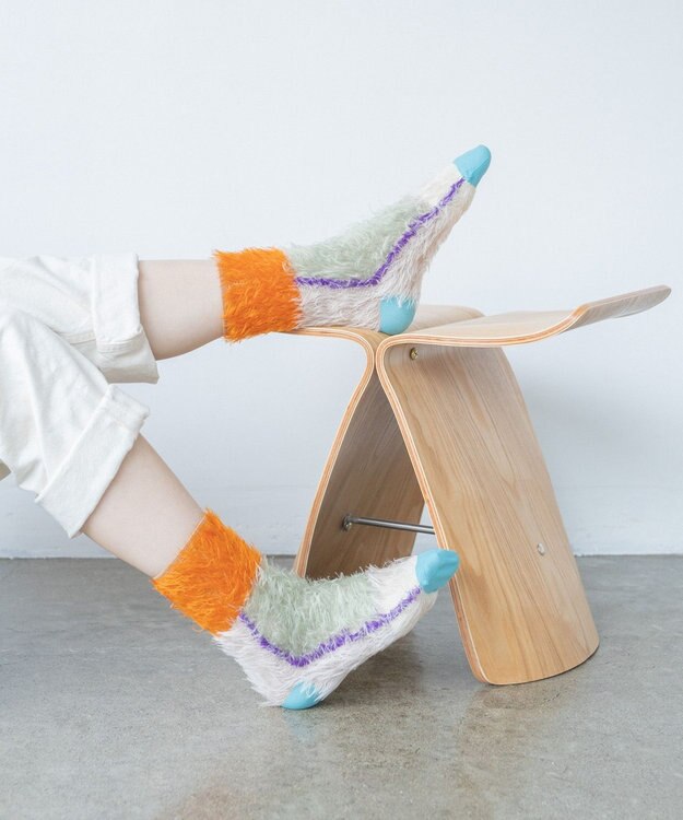 COQ HAPPY PENGUIN リバーシブルファーソックス オレンジ