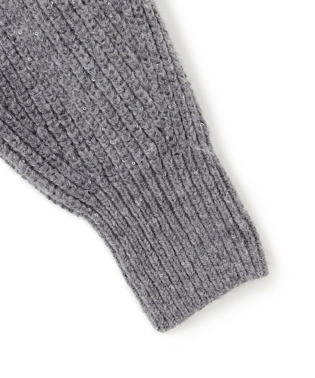 23区 L 【洗える】スパンコールバルキー ダブルジップ ニットブルゾン グレー系