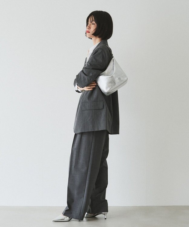 russet ソフトレザーシンプルショルダーバッグ【silver】(CE-1462) Silver