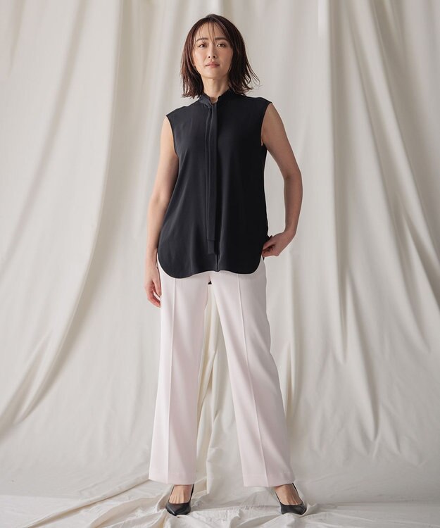 BEIGE， 【洗える】EVA / ボウタイブラウス Black