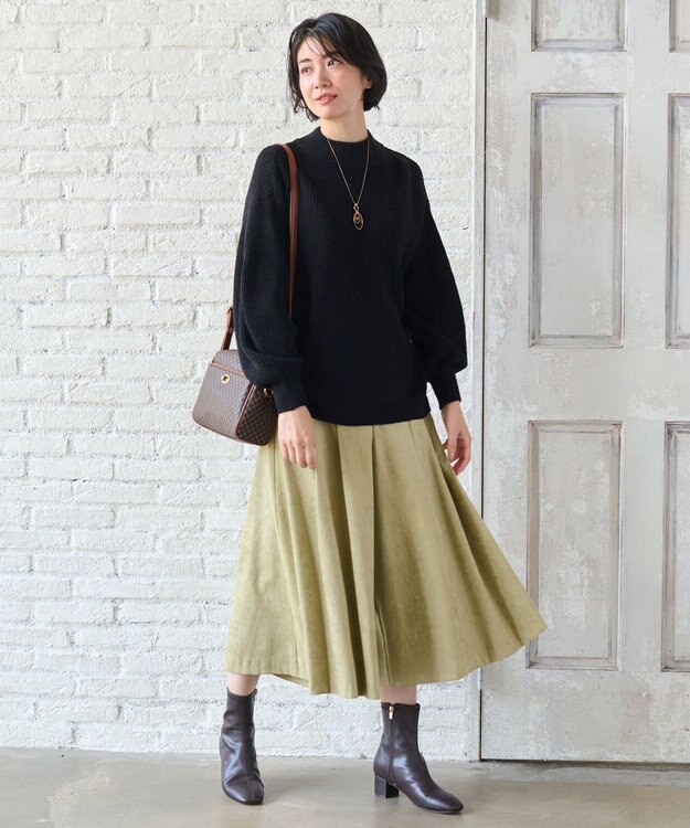 ANY L 【洗濯機可・ウエストゴム】サンディングピーチ スカーチョ ライトグリーン系