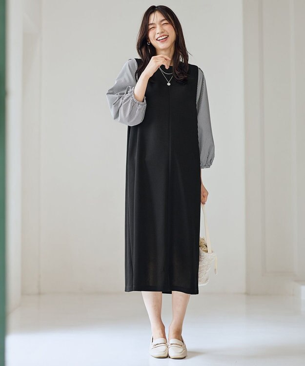 ANY L シャツコンビワンピース ブラック