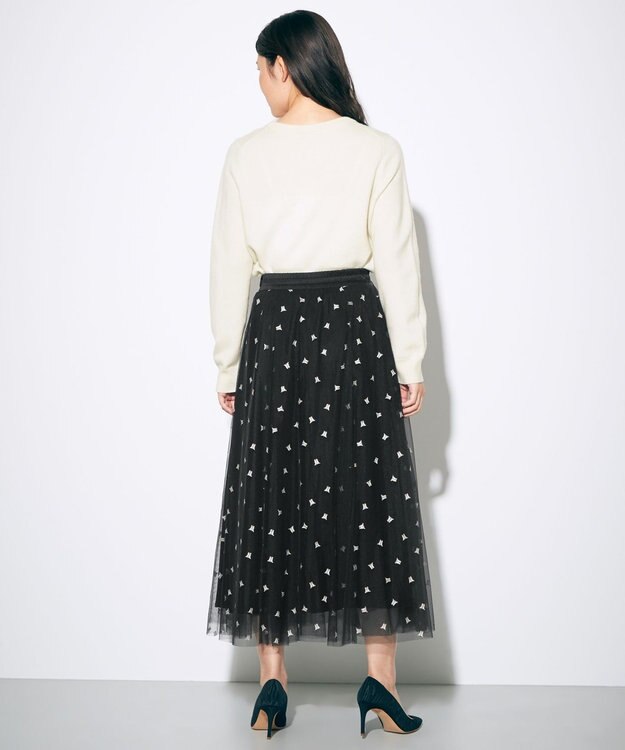 GRACE CONTINENTAL ブーツプリントチュールスカート ブラック