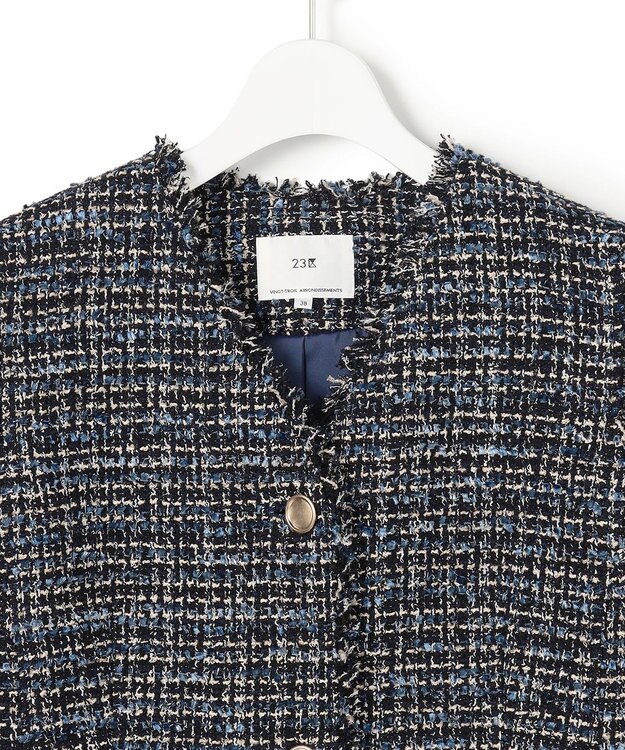 23区 【先行予約】GIOLICAツイード フォルム ジレ ネイビーミックス