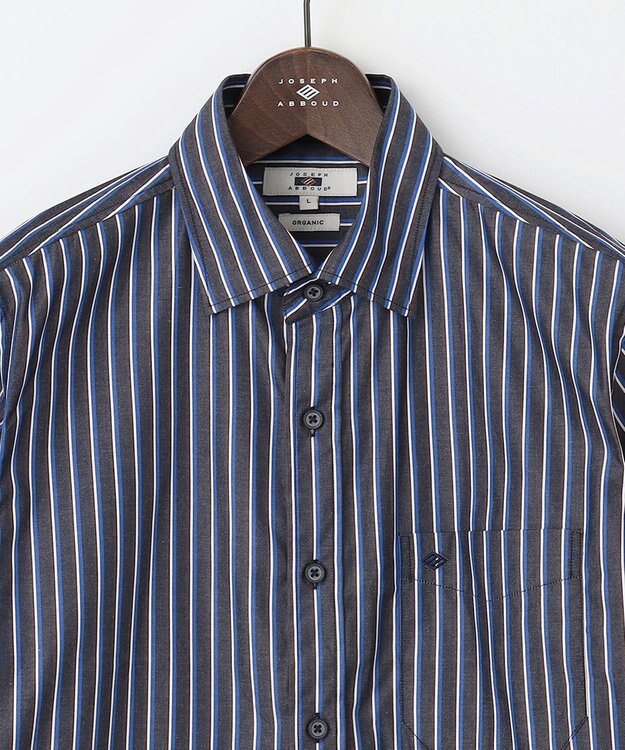 JOSEPH ABBOUD 【オーガニックコットン使用】オー ガニックコットンカラーストライプシャツ ネイビー系1