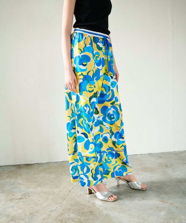 GRACE CONTINENTAL ペイントカラーワイドパンツ イエロー