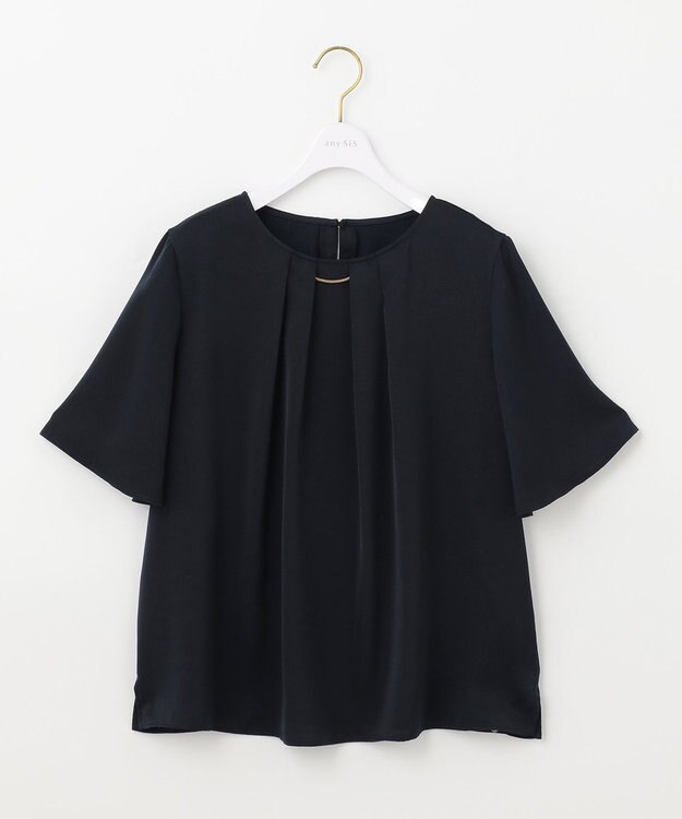 ANY SIS 【洗える】TOROMIブラウス ネイビー