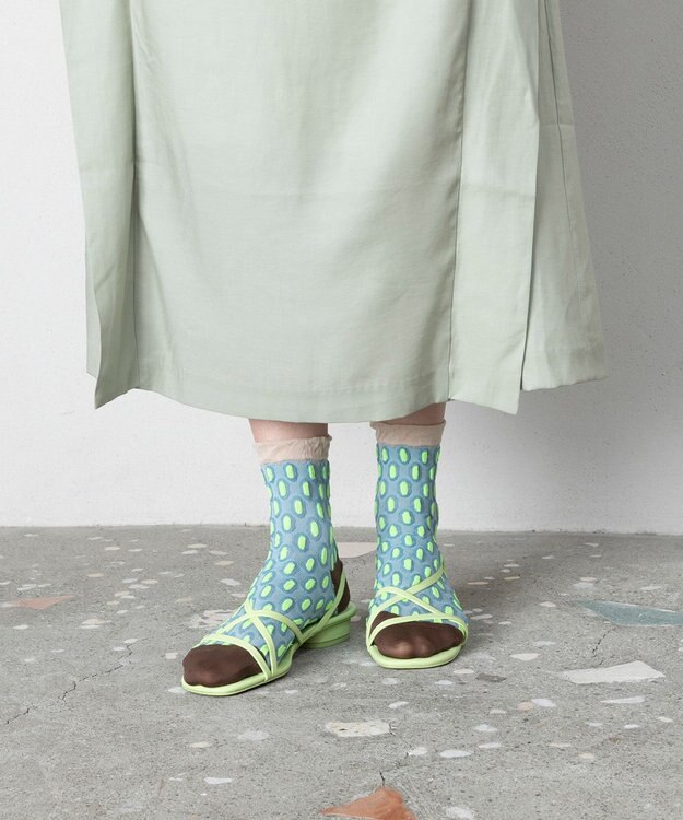 TRICOTE バンピーメッシュドットソックス 41LIME