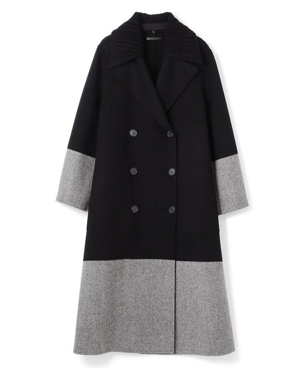 JOSEPH ダブルフェイスカラーブロック　ダブルブレステッドコート Black/grey