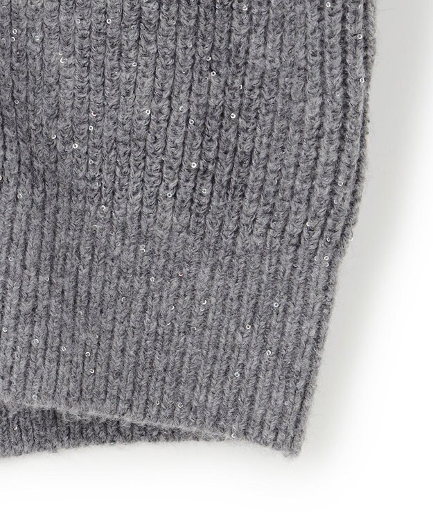 23区 L 【洗える】スパンコールバルキー ダブルジップ ニットブルゾン グレー系