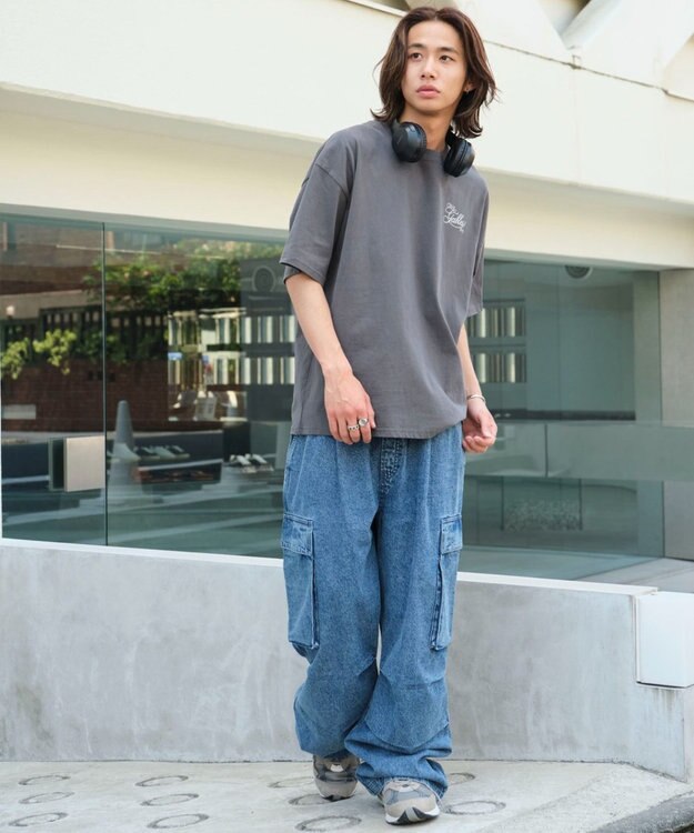 WEGO 【ユニセックス着用ITEM】デニムイージーカーゴパンツ デニム淡加工色