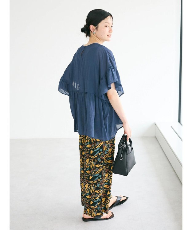 CRAFT STANDARD BOUTIQUE ウ゛ィンテージボイルティアード切替ブラウス Deep Blue