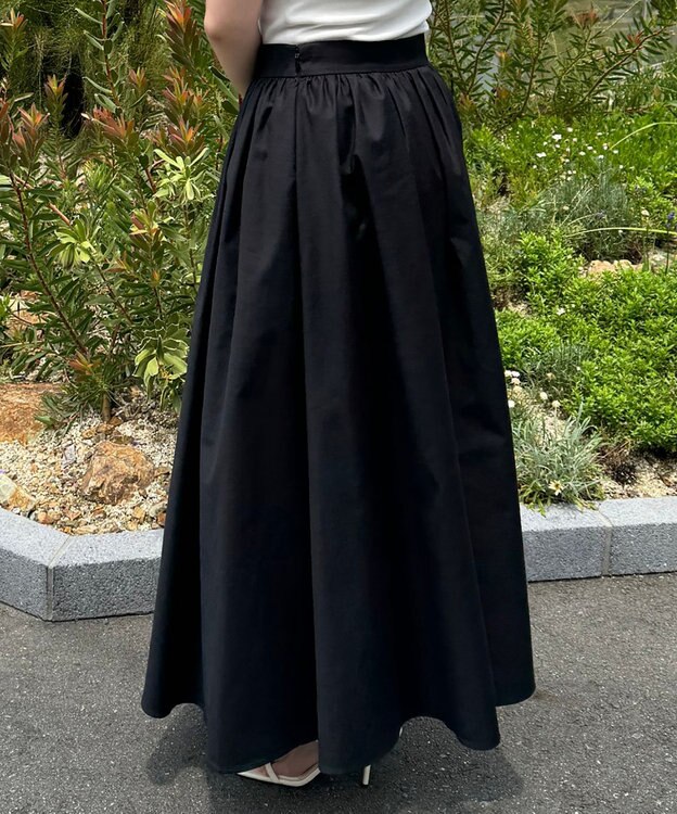 NAVE 【Nave・otona MUSE別注/接触冷感/UVケア/洗える】バックサテンフレアスカート ブラック系