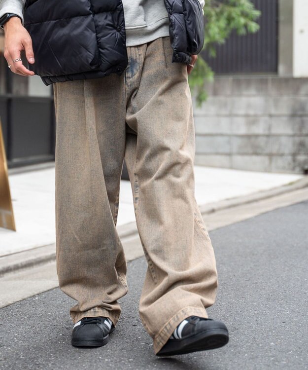 WEGO スケーターズ　タックワイドデニムパンツ レッドその他