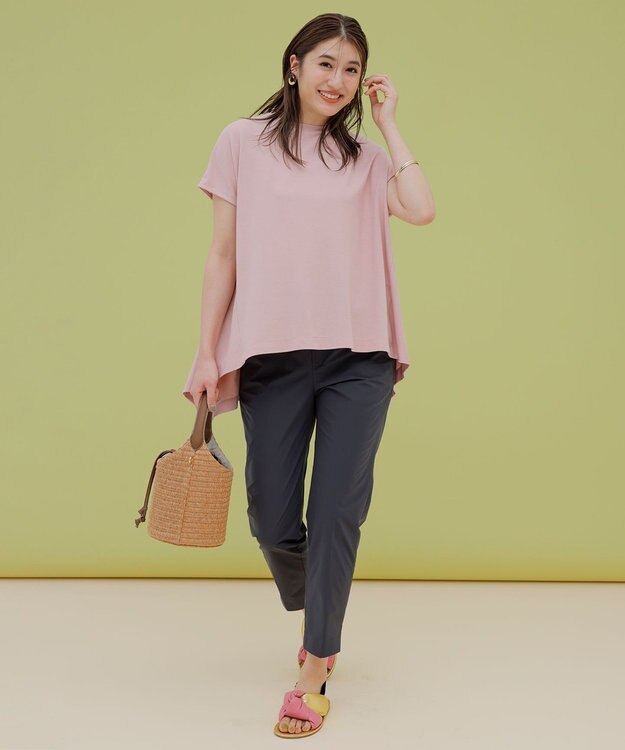 UNFILO 【シワになりにくい】BEAUTY FORM バックフレアTシャツ ピンク