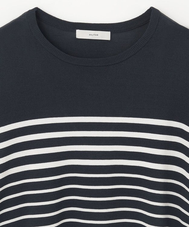 ANY ゆるチュニックニット ネイビー×エクリュ