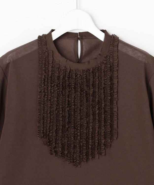 自由区 S シアーフリルジャージー カットソー ダークブラウン