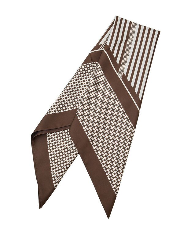 Green Parks ７０ｃｍ　幾何学柄スカーフ Brown