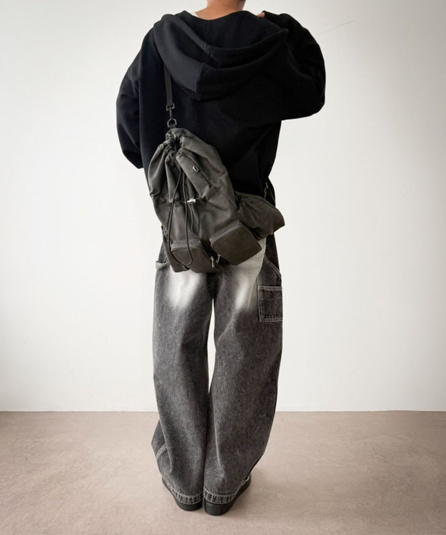 WEGO 【ユニセックス着用ITEM】2ポケットPUドロストナップサック グレー