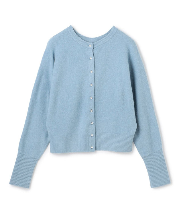 UNFILO 【前後着用 可能】ふわふわニット 2WAY パールボタンカーディガン サックス