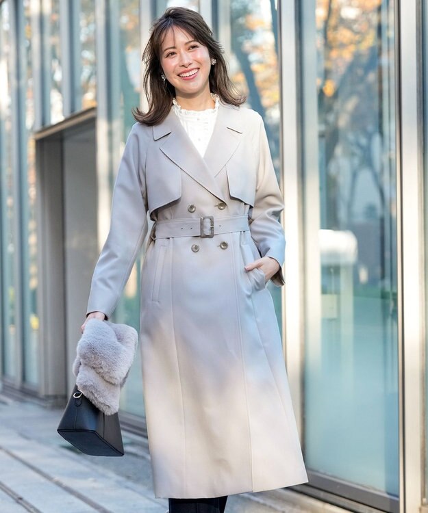 ANY SIS エレガントロング トレンチ コート ライトグレー