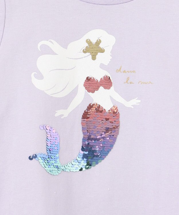 ANY KIDS 接触冷感スパンコールTシャツ ラベンダー×マーメイド