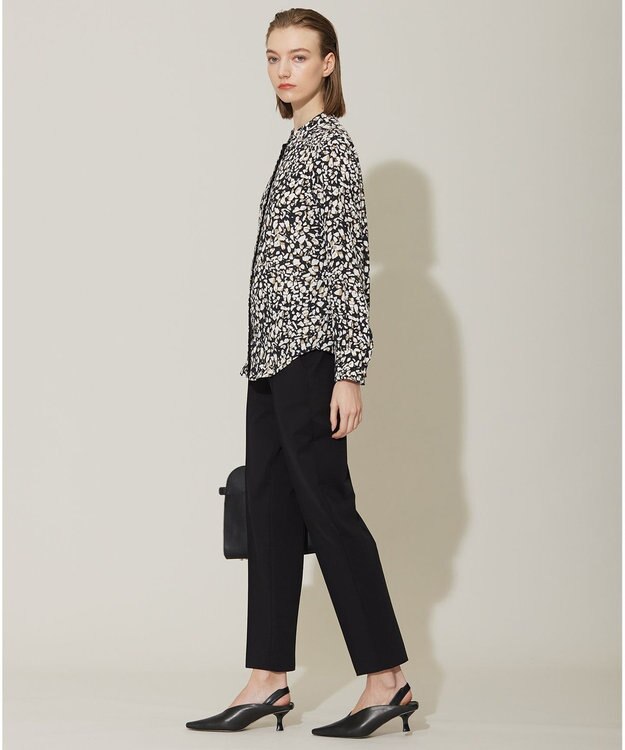 ICB 【WEB限定カラーあり・速乾・洗える】BackSatinAmunzen バンドカラーブラウス ブラックベース系