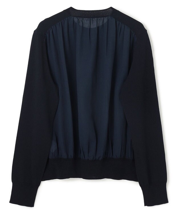 BEIGE， 【洗える】NADIA / バックオーガンジークルーネックカーディガン Navy