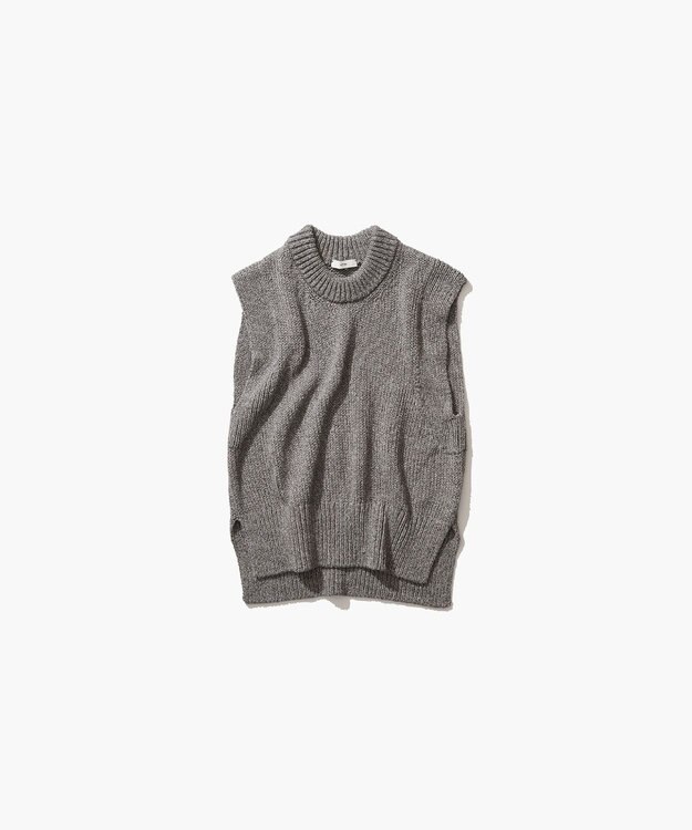 ATON SILK WASHI LILYYARN | クルーネックベスト CHARCOAL GRAY