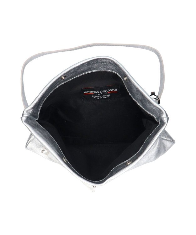 INTER-CHAUSSURES 【ANDREA CARDONE】レザーワイドサコッシュ シルバー