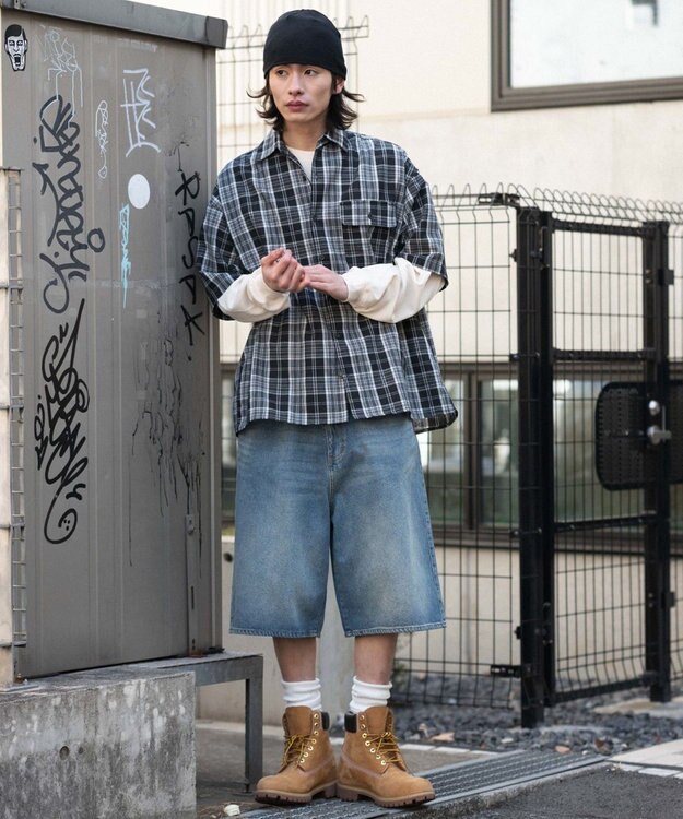 WEGO 【ユニセックス着用ITEM】アンサンブルチェックシャツ（LS） ブラックチェック1