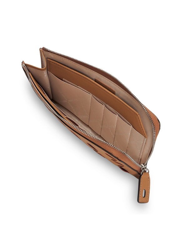 PELLE BORSA メッシュL字ファスナーコンパクト長財布 Chrono Weave クロノウィーブ 5843 キャメル