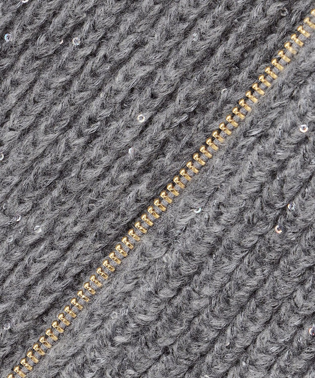 23区 L 【洗える】スパンコールバルキー ダブルジップ ニットブルゾン グレー系