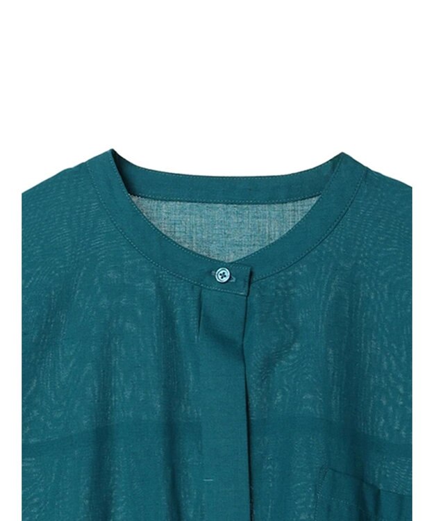 Green Parks 綿麻混ポンチョ風シャツ Blue Green