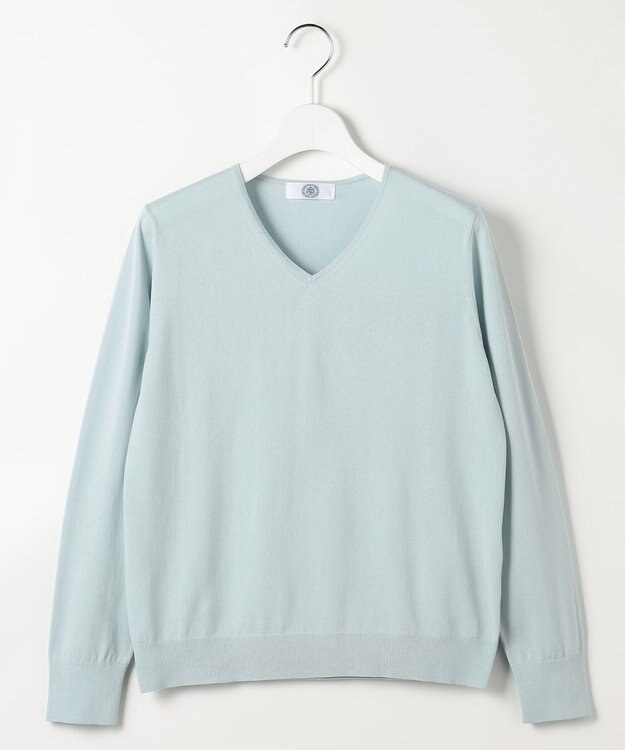 J.PRESS LADIES L HIGH GAUGE BASIC Vネック ニット アクア系