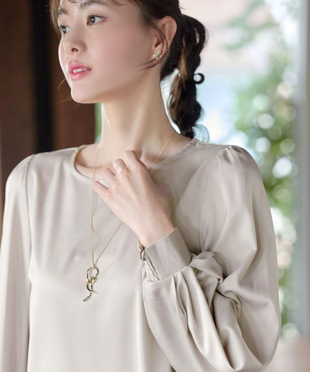 Tiaclasse L 【洗える】ボリュームスリーブブラウス グレージュ