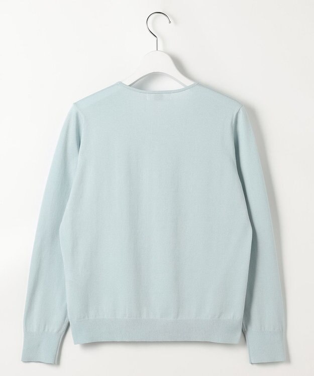 J.PRESS LADIES L HIGH GAUGE BASIC Vネック ニット アクア系