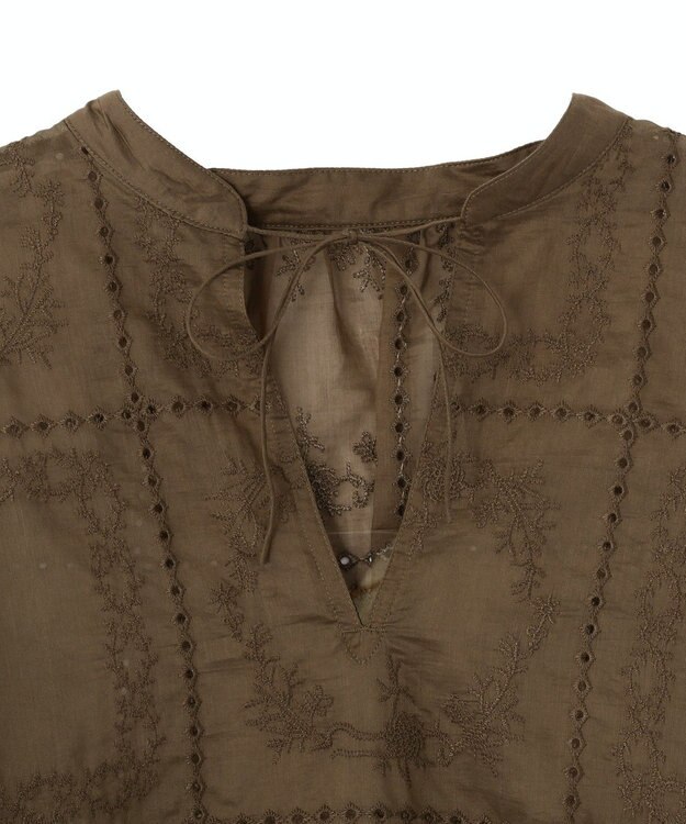 AMERICAN HOLIC スキッパーレースブラウス Mocha