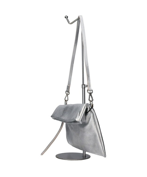 INTER-CHAUSSURES 【ANDREA CARDONE】レザーワイドサコッシュ シルバー