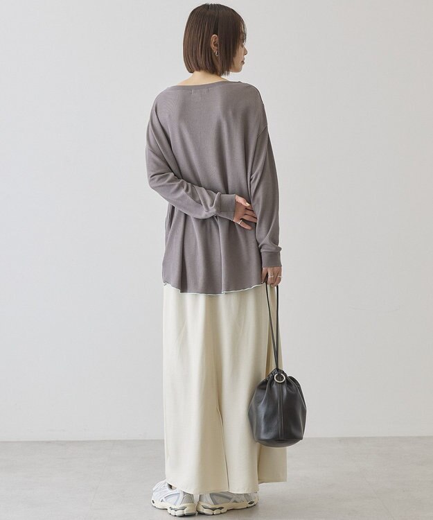 AMERICAN HOLIC 【選べる丈】ヘンリーネックワッフルメロープルオーバー Charcoal Gray