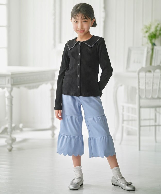 組曲 KIDS 【110-140㎝】ティアードデニムパンツ サックスブルー