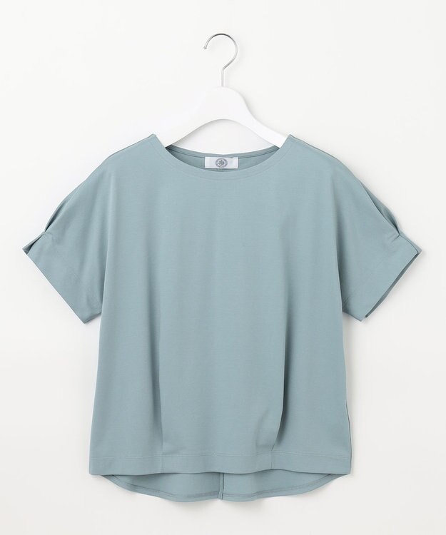 J.PRESS LADIES L 【接触冷感】コットンスムース フレンチスリーブ カットソー シーグリーン系