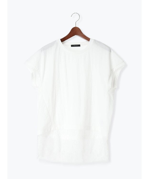 Te chichi 【接触冷感/マシンウォッシャブル】レースヘムTシャツ《2026 SUMMER LOOK item》 オフホワイト