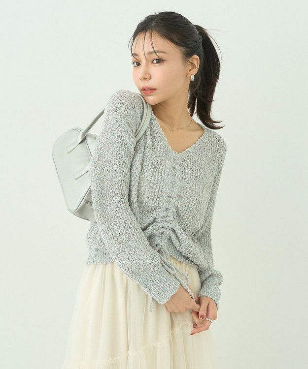 earth music&ecology ドロストニットプルオーバー Gray Mixture