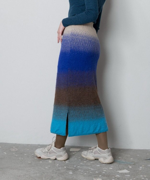 TRICOTE GRADATION SHAGGY SKIRT／グラデーションシャギースカート 31L.BLUE