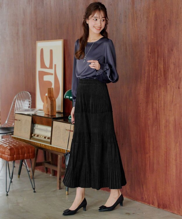 Tiaclasse L 【洗える】ボリュームスリーブブラウス パープルグレー